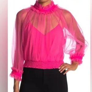 ALICE + OLIVIA SHEER MESH MOCK. NECK TOP NWT